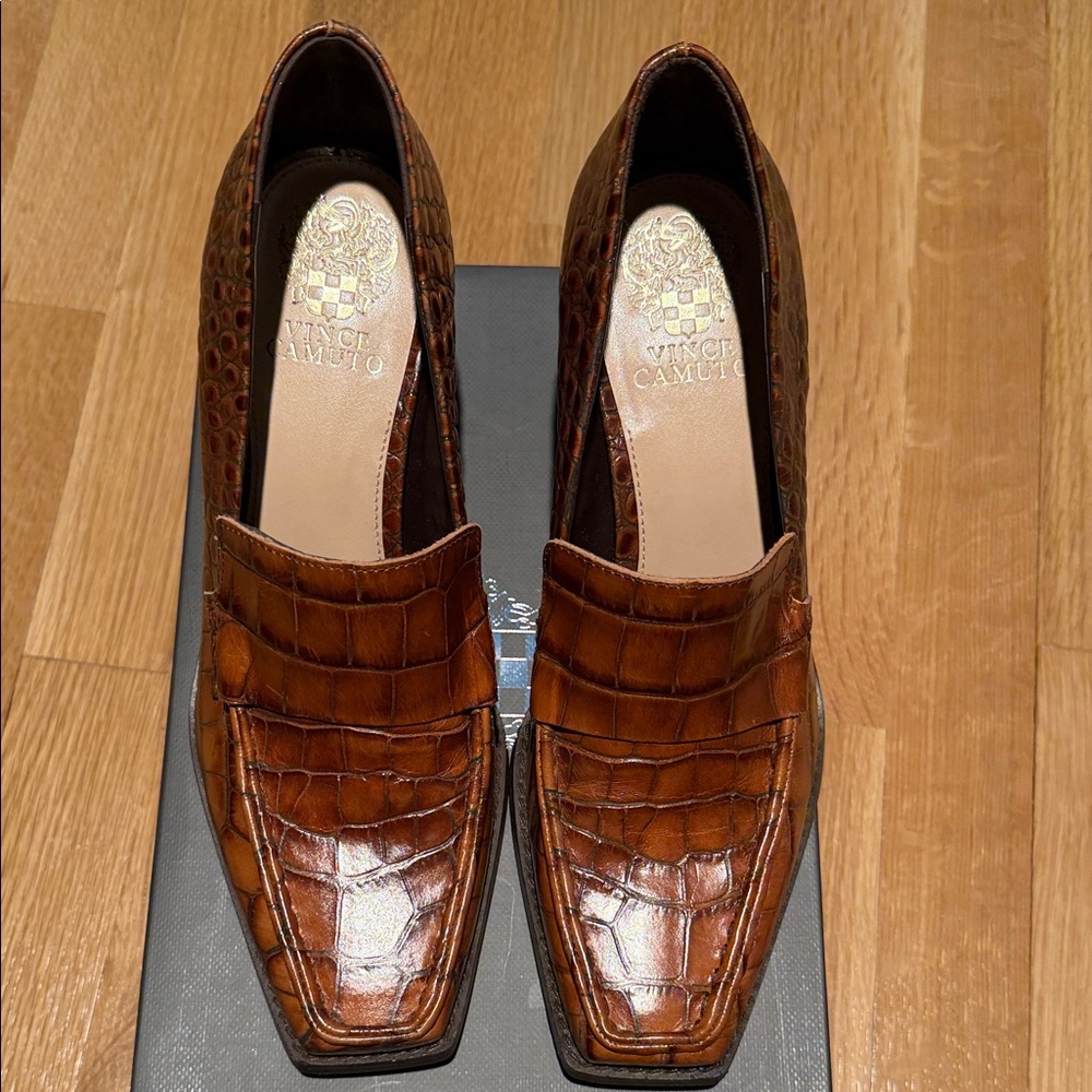 Vince Camuto Tan Crocodile Embossed Men's Loafers